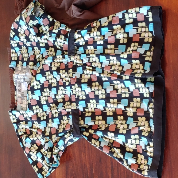Retro scrub set, brown and turquoise, top is L and M flare pants. - Picture 2 of 10